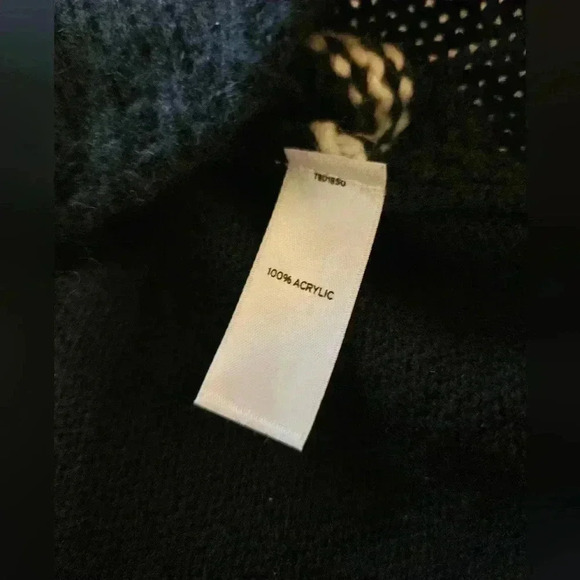 Trouve Plaid /Grid Pattern Black & White Sweater w/ Braided, Size Small - Picture 7 of 8